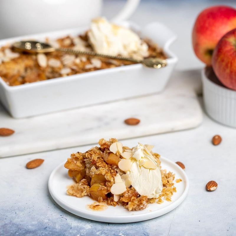 Gezonde appelcrumble van amandelpulp