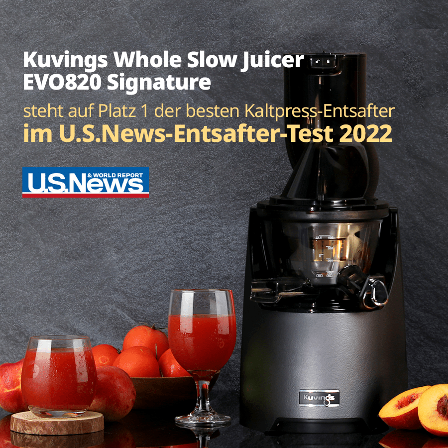 auf Platz 1 der besten Kaltpress-Entsafter im U.S.News-Entsafter-Test 2022 - Kuvings Deutschland