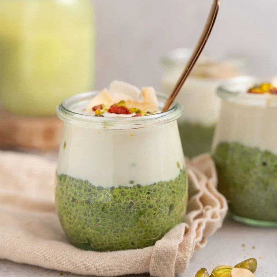 Pistachio milk chia pudding