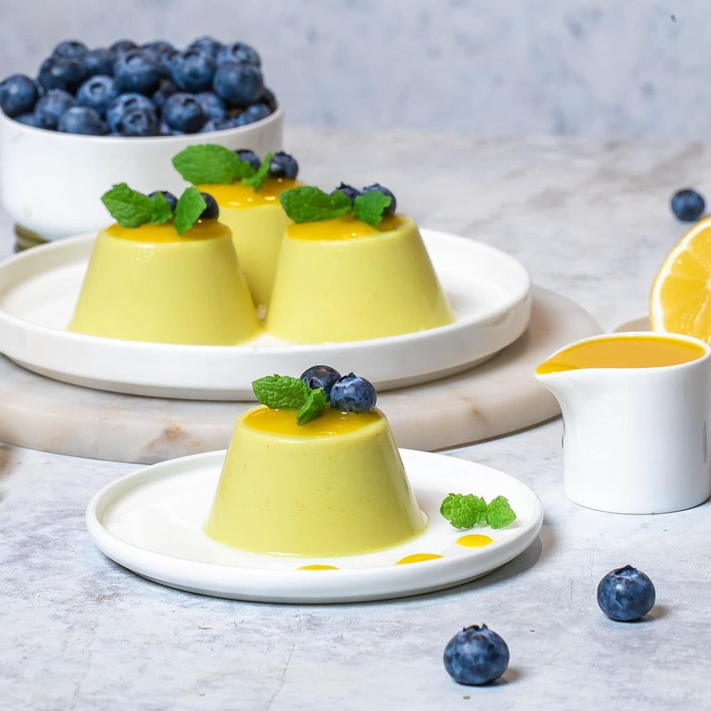 Gezonde Mango Panna Cotta met Zure Mangogelei (veganistisch)