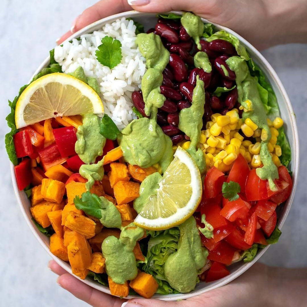 Mexican bowl with avocado salsa 