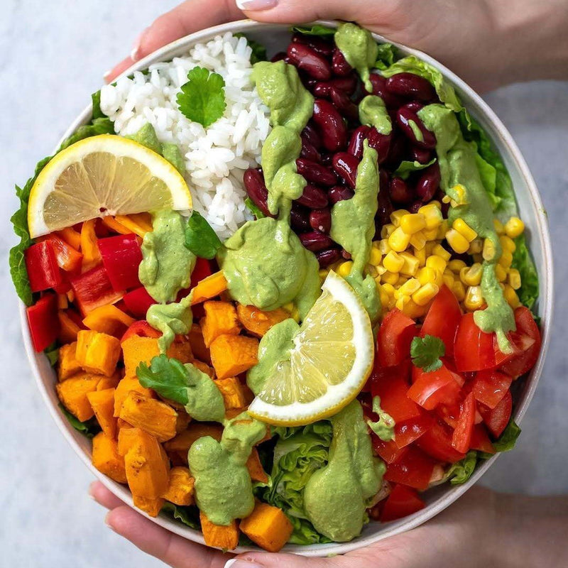 Mexican bowl with avocado salsa 